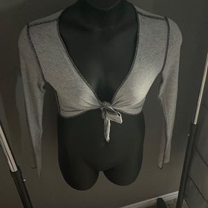 Grey tie up crop top